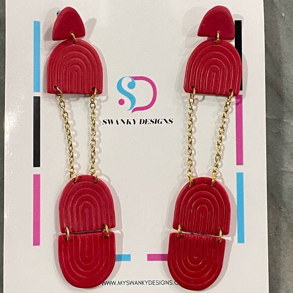 Swanky Designs Chained Up Dangle Earrings - Picture 1 of 6